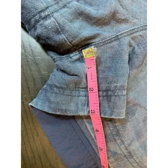 Athleta Linen Beachside‎ Bali Shorts Women's 8Blue Faded Camo 3" 211109 Pull On - Picture 12 of 12